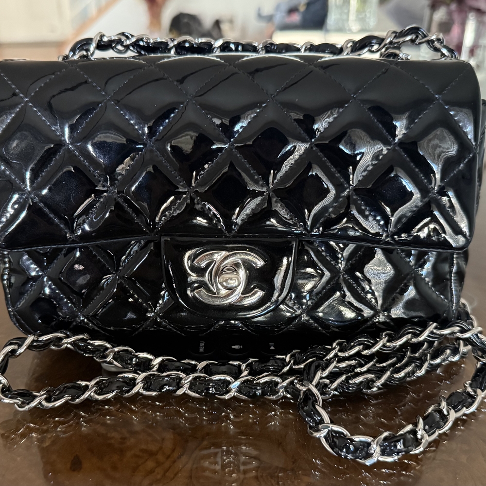 Chanel Black Patent Quilted Crossbody Bag